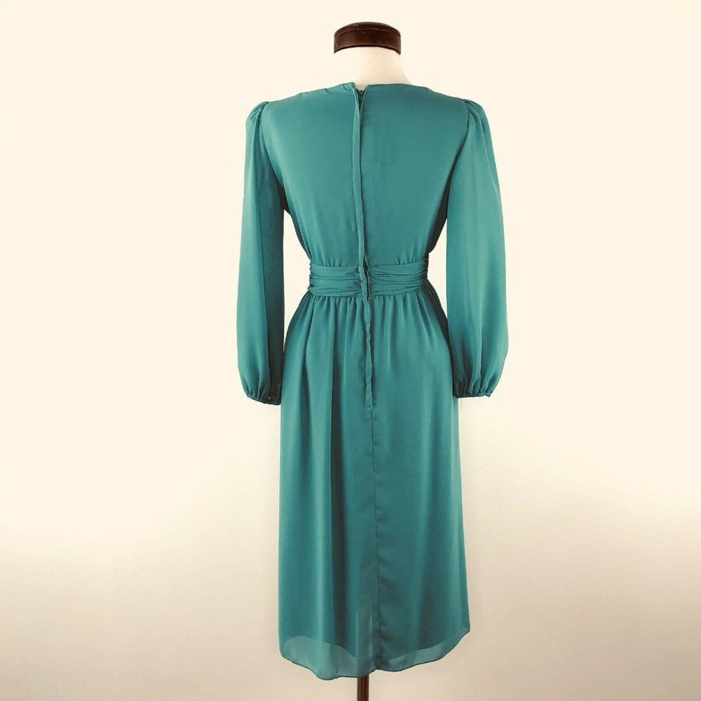 Miss Elliete Vtg 60s Teal Tulip Hem Dress  |  Wome - Picture 4 of 10